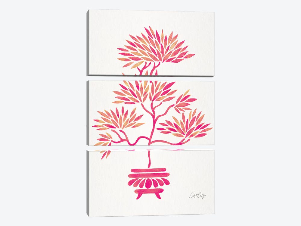 Pink Bonsai by Cat Coquillette 3-piece Canvas Artwork