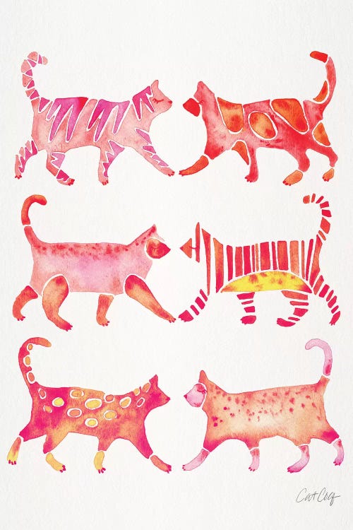 Pink Cat Collection by Cat Coquillette wall art