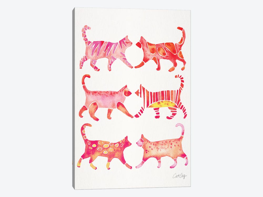 Pink Cat Collection by Cat Coquillette 1-piece Canvas Art Print