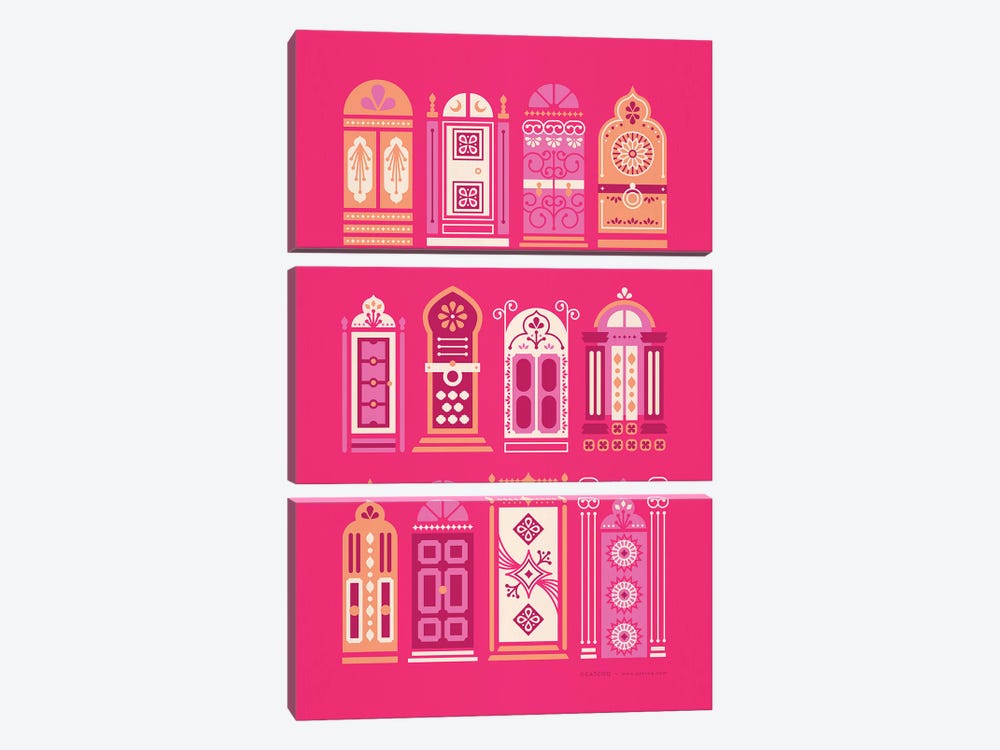 Pink Doors by Cat Coquillette 3-piece Canvas Wall Art
