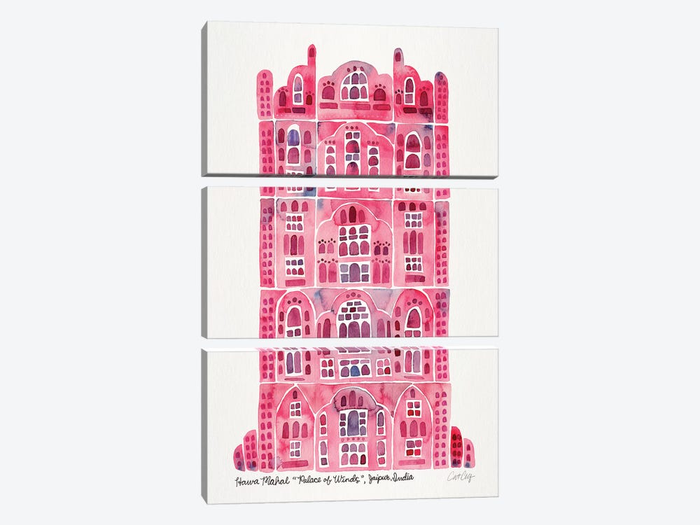 Pink Hawa Mahal by Cat Coquillette 3-piece Canvas Print
