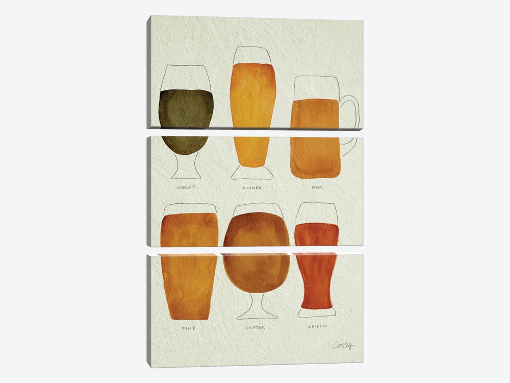 Beer by Cat Coquillette 3-piece Canvas Wall Art