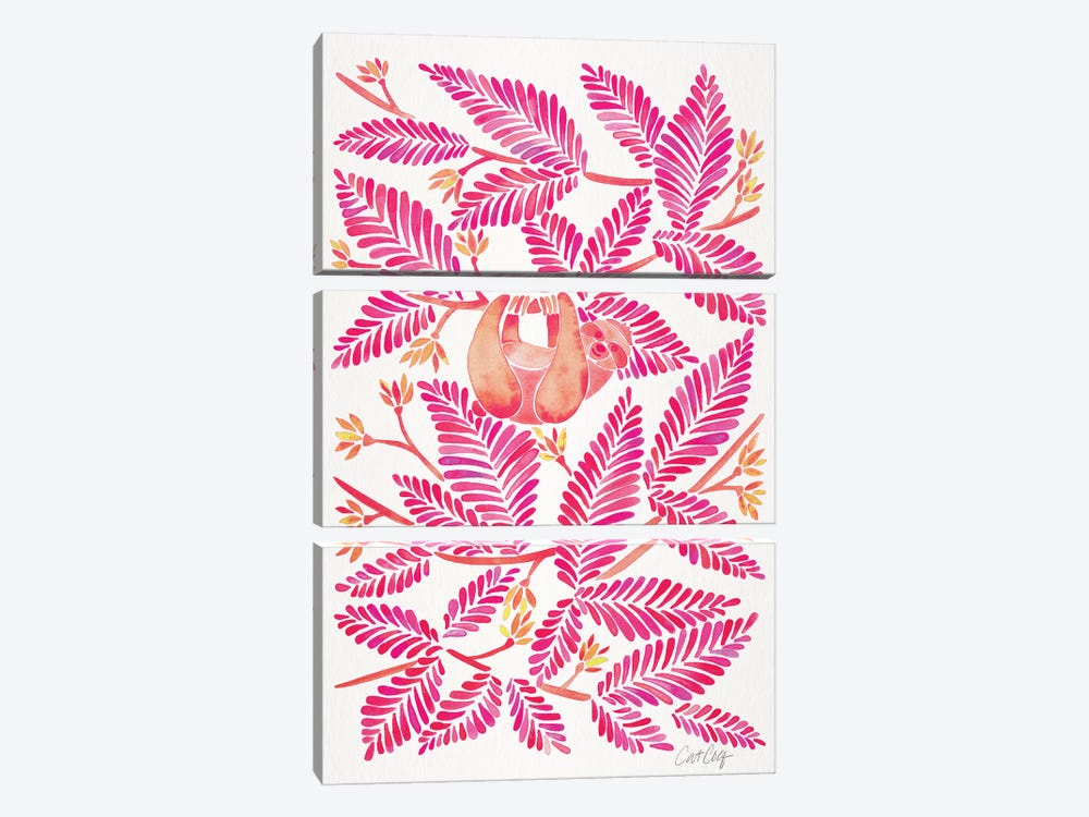 Pink Sloth by Cat Coquillette 3-piece Art Print
