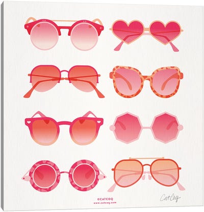 Pink Sunglasses Canvas Art Print - Cat Coquillette