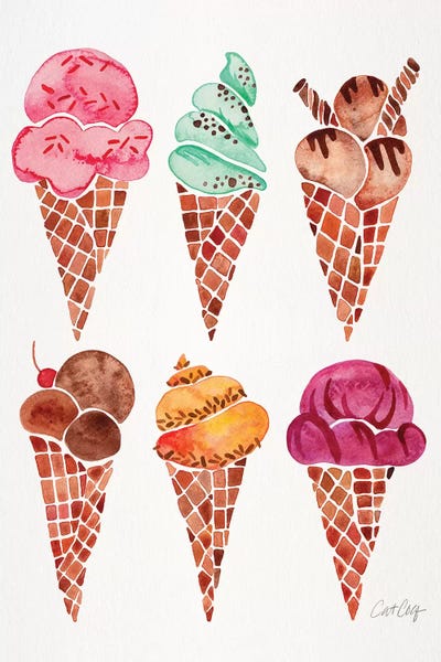 Minimalist Décor: Rainbow Ice Cream Cones by Cat Coquillette