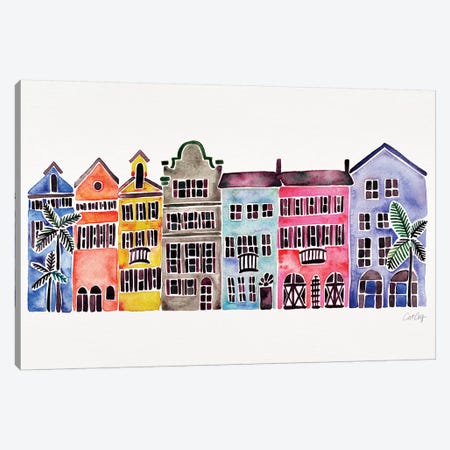 Rainbow Rainbow Row Canvas Print #CCE427} by Cat Coquillette Canvas Artwork