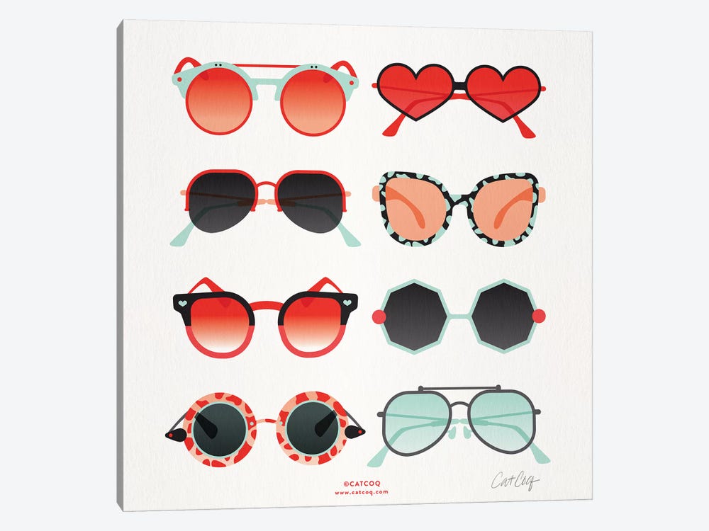 Red & Mint Sunglasses by Cat Coquillette 1-piece Canvas Print