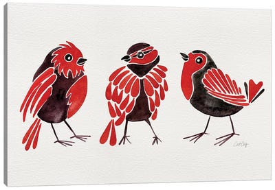 Red Finches Canvas Art Print - Finch Art