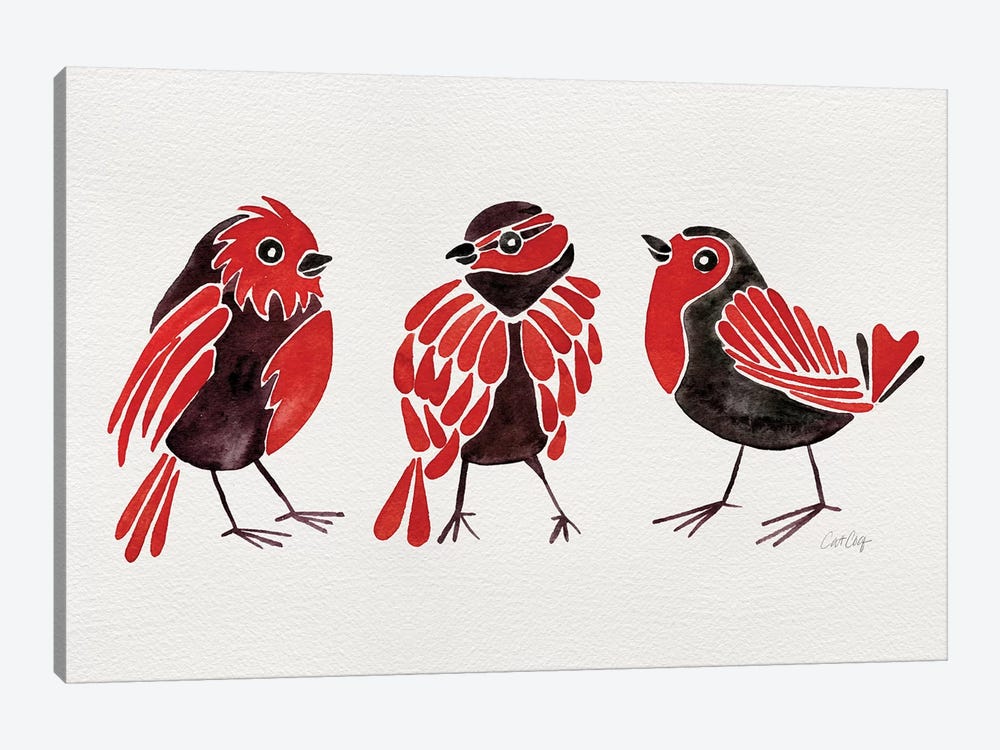 Red Finches by Cat Coquillette 1-piece Canvas Wall Art