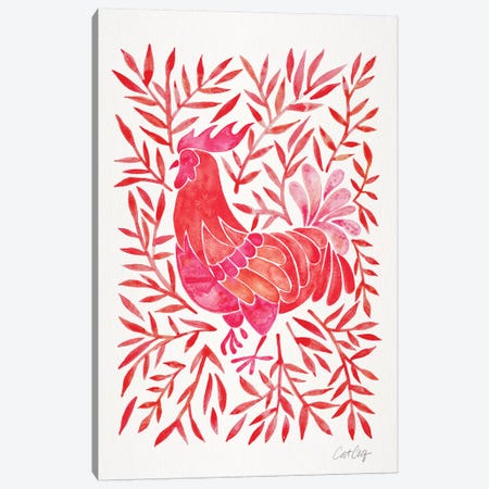 Red Rooster Canvas Print #CCE430} by Cat Coquillette Canvas Artwork