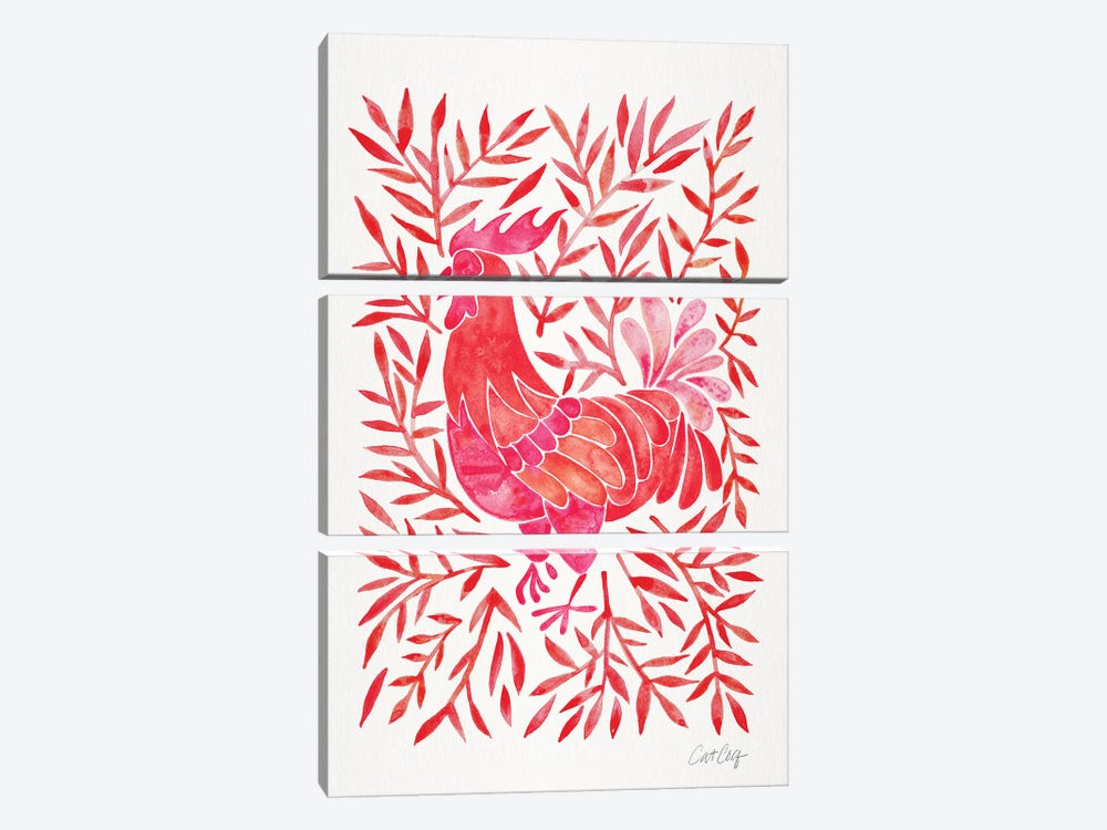 Red Rooster by Cat Coquillette 3-piece Canvas Artwork