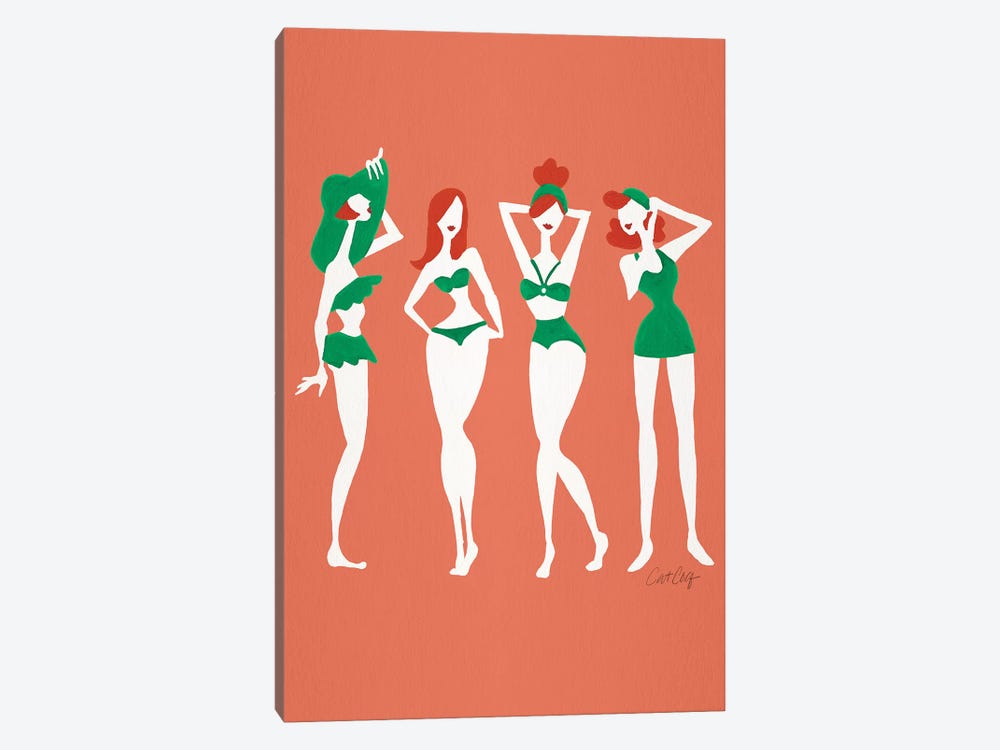 Redheads On Coral Beach Bombshells by Cat Coquillette 1-piece Canvas Artwork
