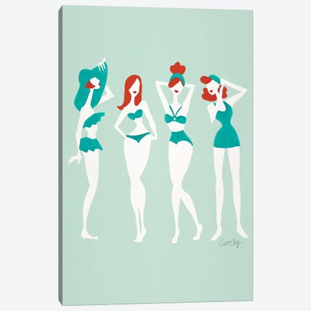Redheads On Mint Beach Bombshells Canvas Print #CCE433} by Cat Coquillette Canvas Art