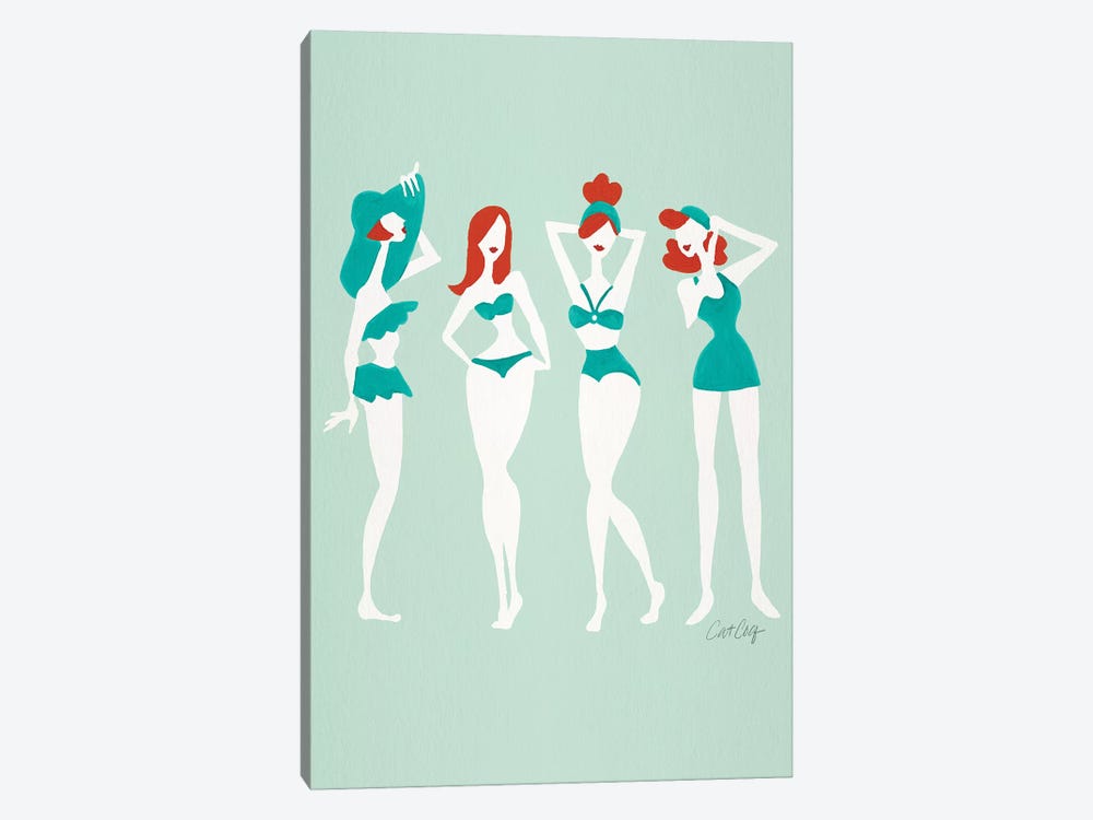 Redheads On Mint Beach Bombshells by Cat Coquillette 1-piece Art Print