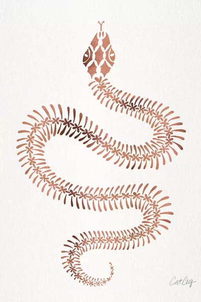 Snakes: Rose & Gold Snake Skeleton by Cat Coquillette