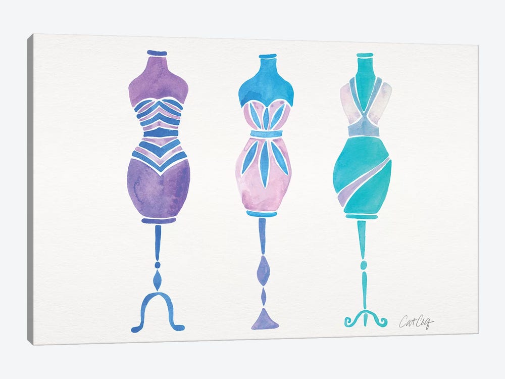 Turquoise 3 Dresses by Cat Coquillette 1-piece Art Print