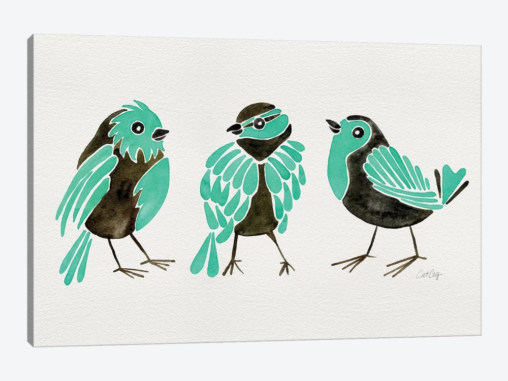 Turquoise Finches 1-piece Canvas Wall Art
