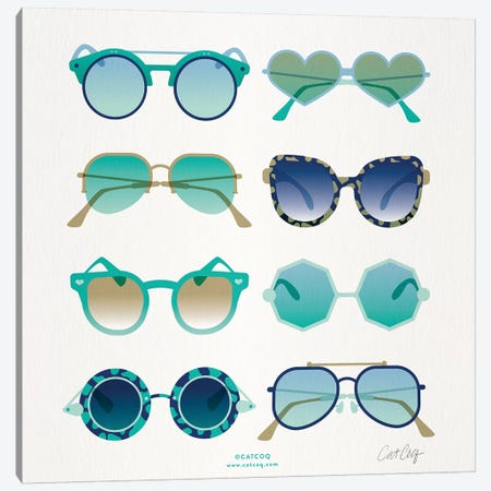 Turquoise Sunglasses Canvas Print #CCE442} by Cat Coquillette Art Print