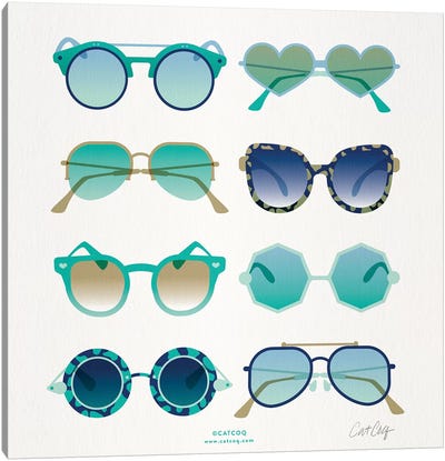 Turquoise Sunglasses Canvas Art Print - Cat Coquillette
