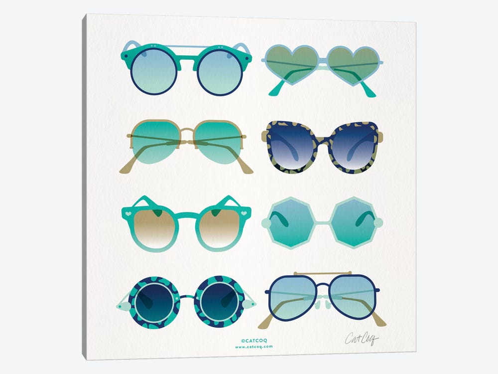 Turquoise Sunglasses by Cat Coquillette 1-piece Canvas Art Print