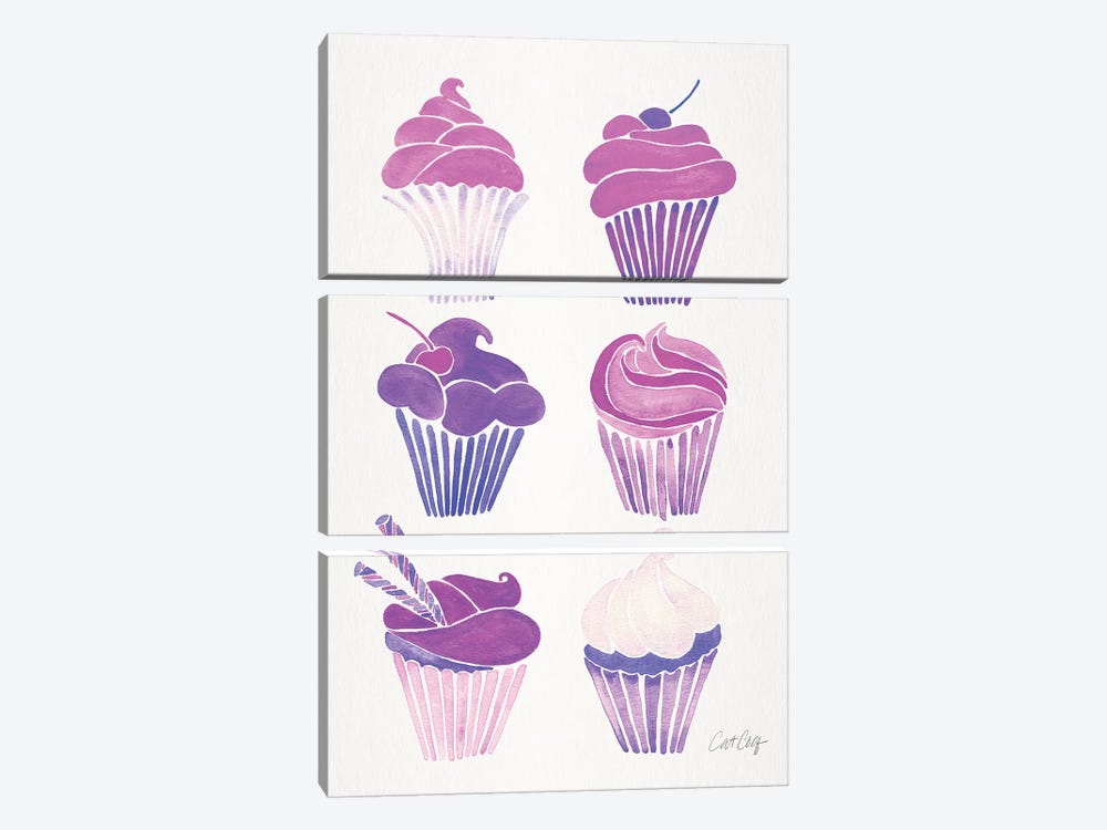 Unicorn Cupcakes by Cat Coquillette 3-piece Canvas Wall Art