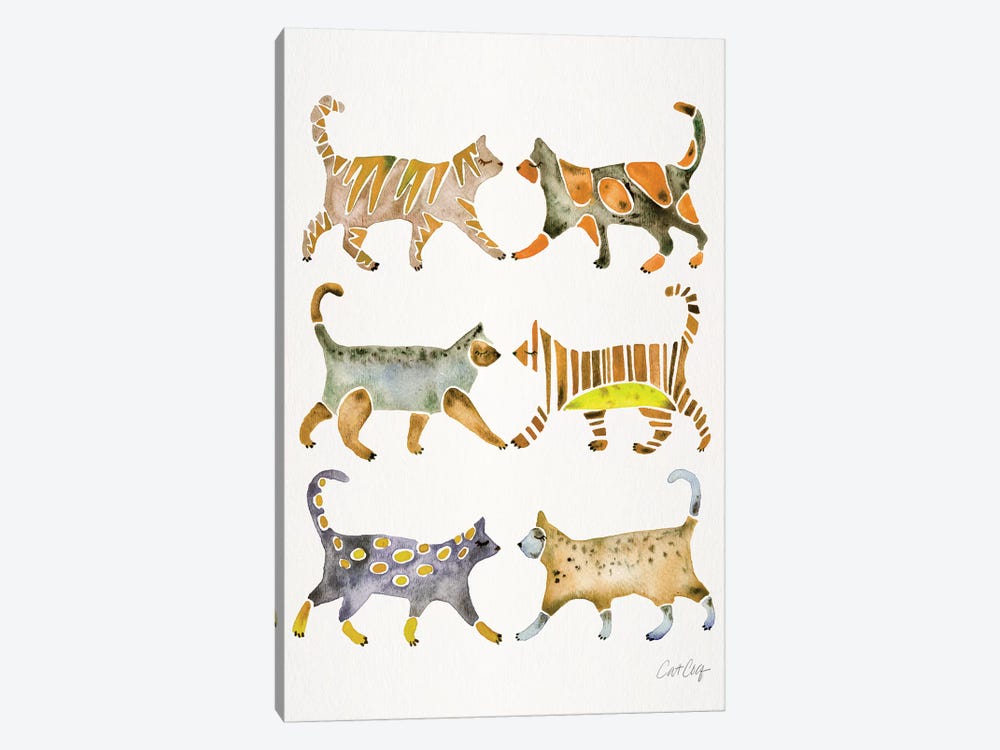 Yellow Cat Collection by Cat Coquillette 1-piece Art Print