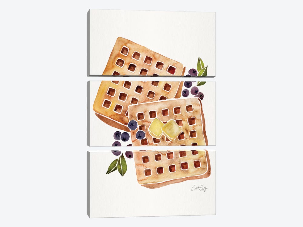 Blueberry Breakfast Waffles by Cat Coquillette 3-piece Canvas Art Print