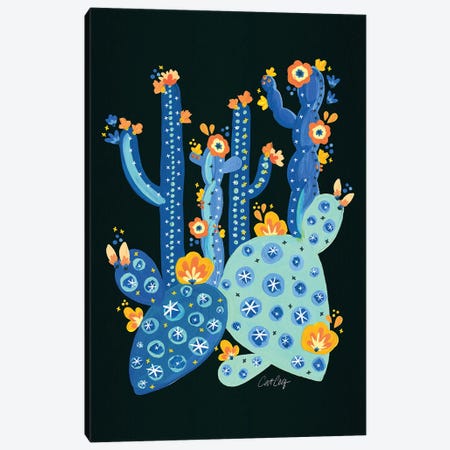 Blue Charcoal - Cactus Garden Acrylic Canvas Print #CCE452} by Cat Coquillette Canvas Wall Art
