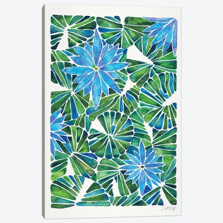 Blue Green - Water Lilies Canvas Print #CCE453} by Cat Coquillette Canvas Wall Art
