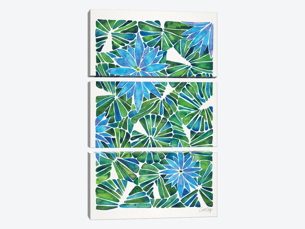 Blue Green - Water Lilies by Cat Coquillette 3-piece Canvas Art Print