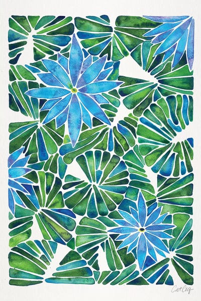 Floral & Botanical Patterns: Blue Green - Water Lilies by Cat Coquillette