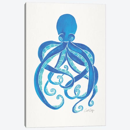 Blue - Octopus Canvas Print #CCE454} by Cat Coquillette Art Print