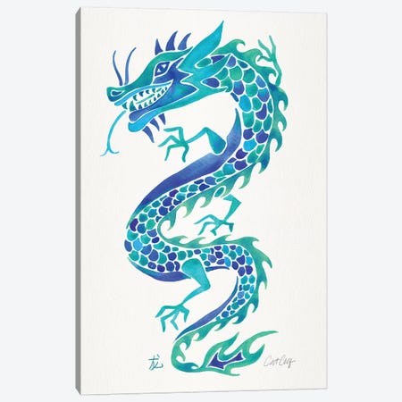Blues - Chinese Dragon Canvas Print #CCE455} by Cat Coquillette Canvas Art Print