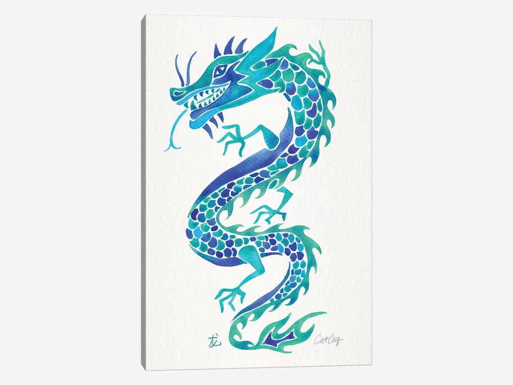 Blues - Chinese Dragon by Cat Coquillette 1-piece Canvas Print