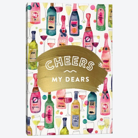 Cheers My Dears Canvas Print #CCE458} by Cat Coquillette Canvas Art