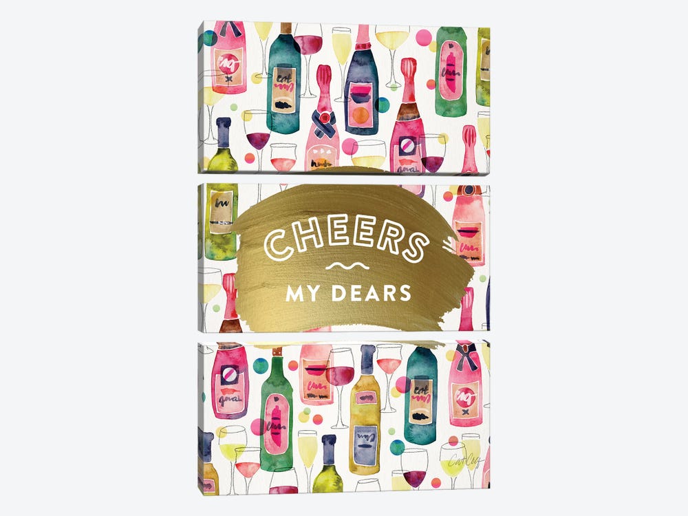 Cheers My Dears by Cat Coquillette 3-piece Canvas Art