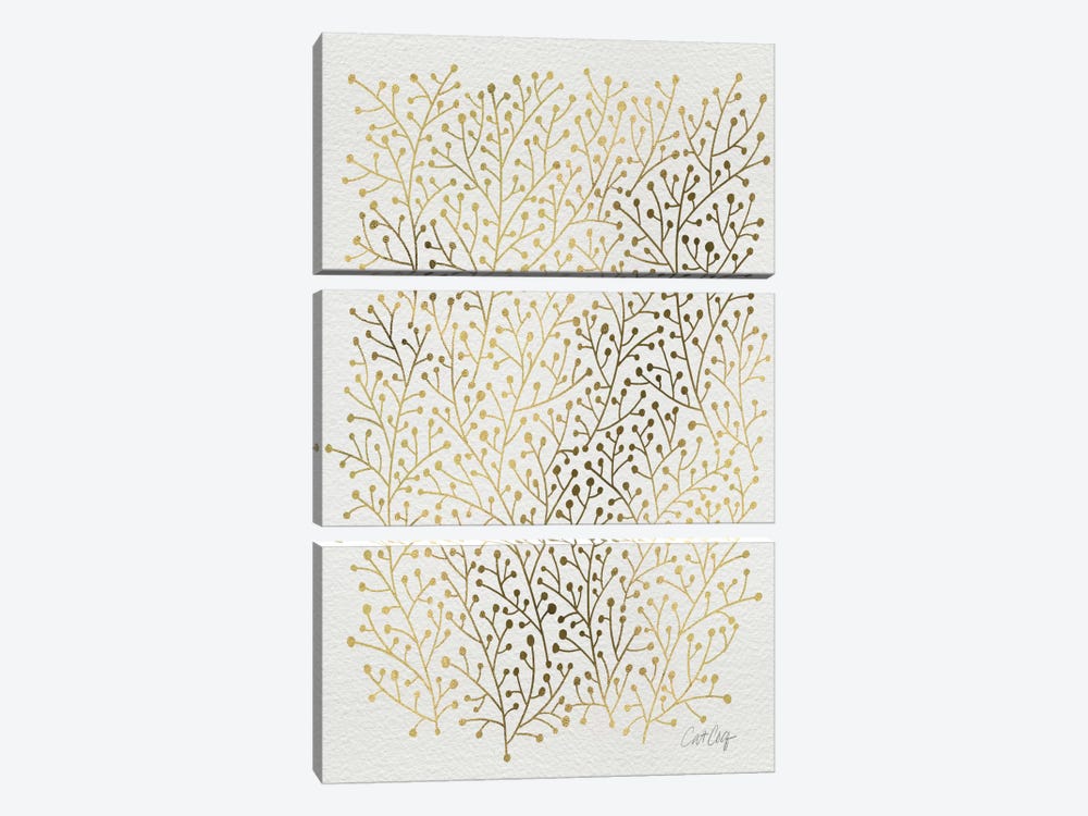 Berry Branches Gold by Cat Coquillette 3-piece Canvas Wall Art