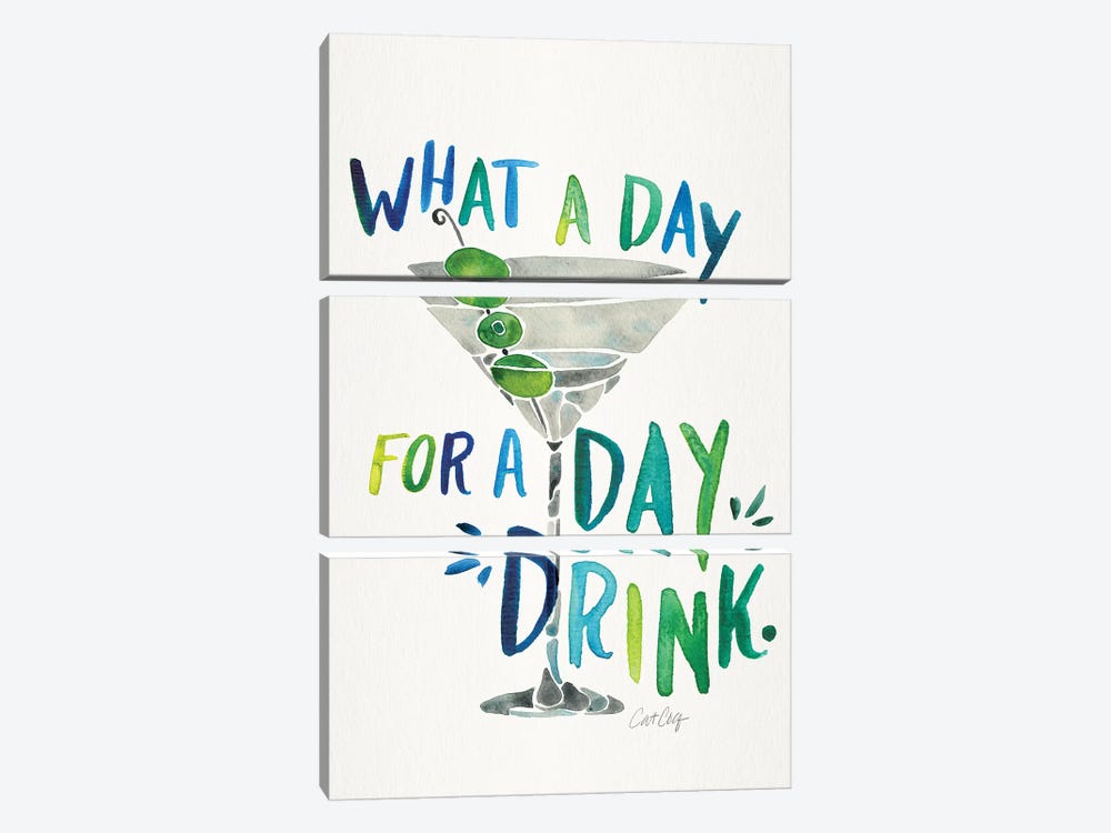 Green Blue - Day Drink by Cat Coquillette 3-piece Canvas Wall Art