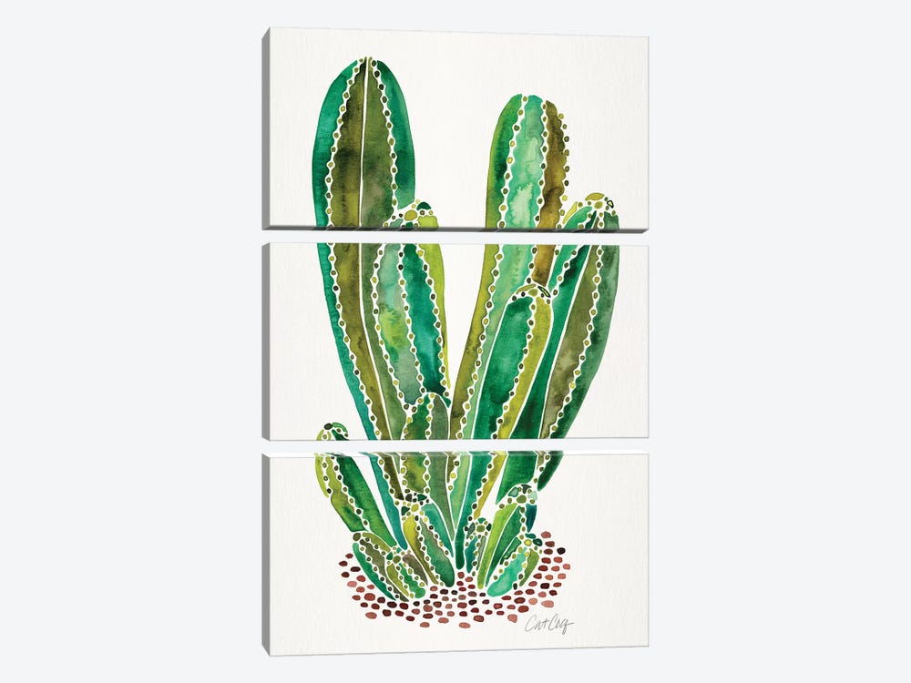 Green - Cactus Cluster by Cat Coquillette 3-piece Canvas Print