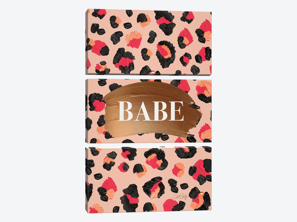 Hot Pink - Babe by Cat Coquillette 3-piece Canvas Wall Art