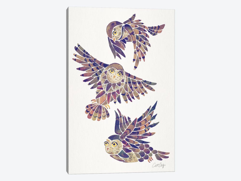 Mauve - Owls by Cat Coquillette 1-piece Canvas Print