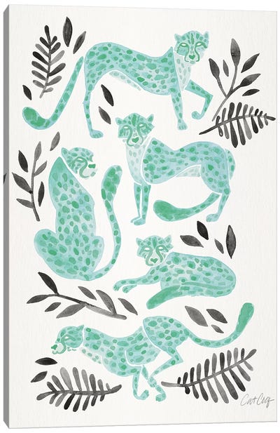 Mint Black - Cheetahs Canvas Art Print - Cat Coquillette