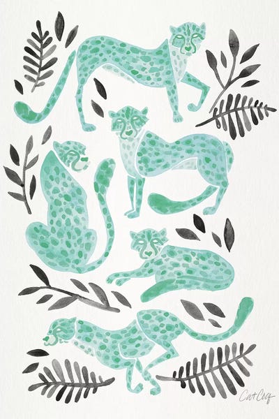 Cheetahs: Mint Black - Cheetahs by Cat Coquillette