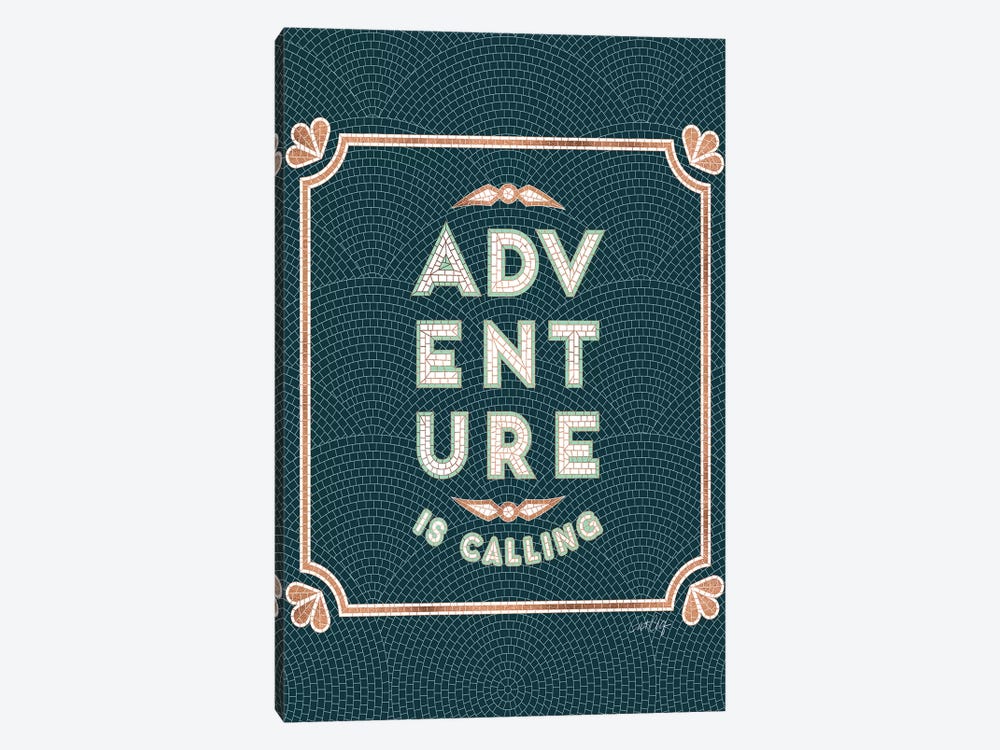 Mint Teal - Adventure Is Calling Mosaic by Cat Coquillette 1-piece Canvas Artwork