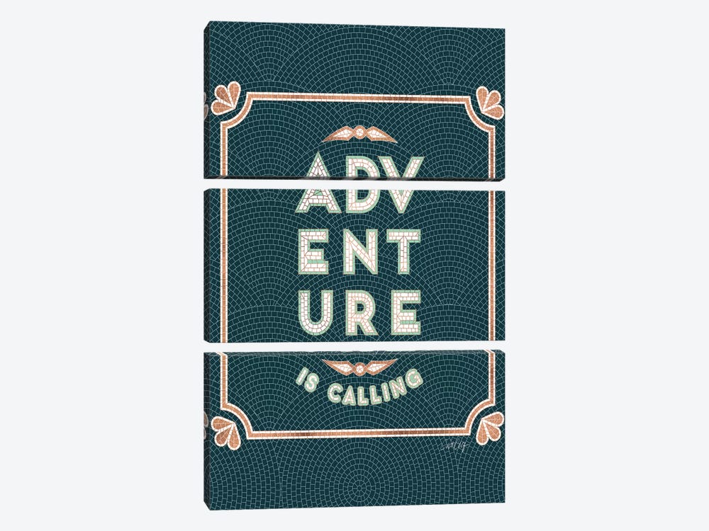 Mint Teal - Adventure Is Calling Mosaic by Cat Coquillette 3-piece Canvas Wall Art