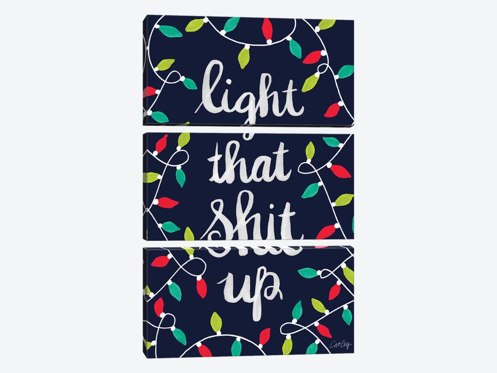 Multi On Navy - Light That Shit Up by Cat Coquillette 3-piece Canvas Print