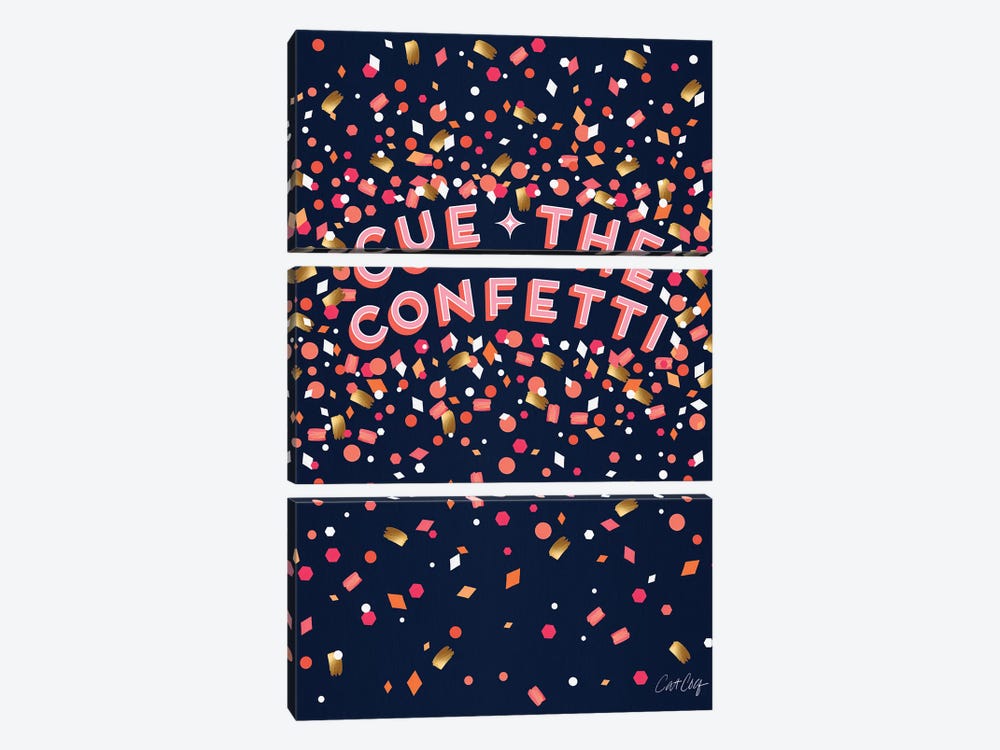 Navy - Cue The Confetti by Cat Coquillette 3-piece Art Print