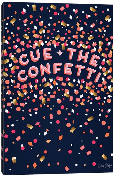 Navy - Cue The Confetti Canvas Art Print - Cat Coquillette