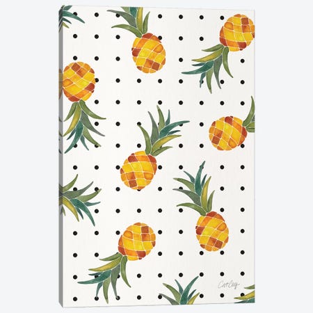 Pineapple Polka Dots Canvas Print #CCE475} by Cat Coquillette Art Print