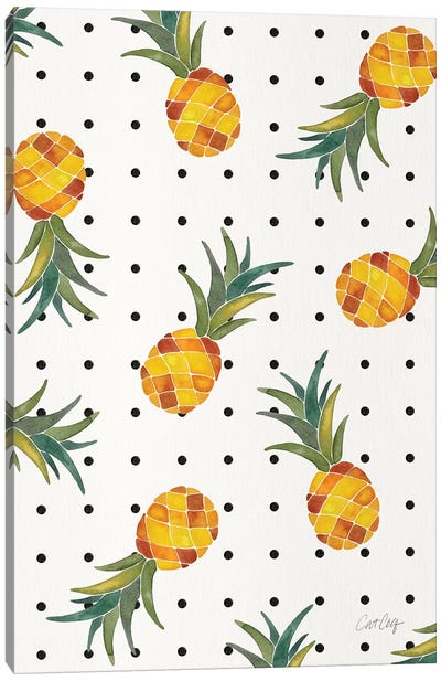 Pineapple Polka Dots Canvas Art Print - Pineapple Art